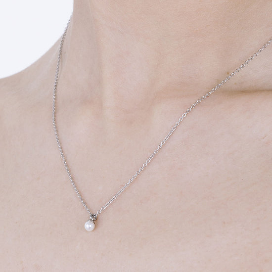 COLLANA DONNA IN ACCIAIO CON PERLA SINTETICA DA 4MM