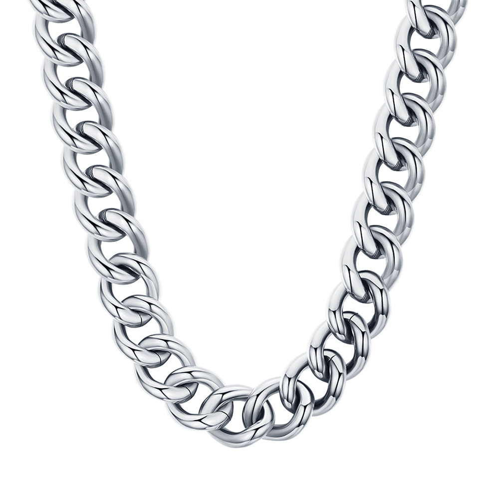 DAMENHALSKETTE AUS STAHL MIT GLIEDERKETTE