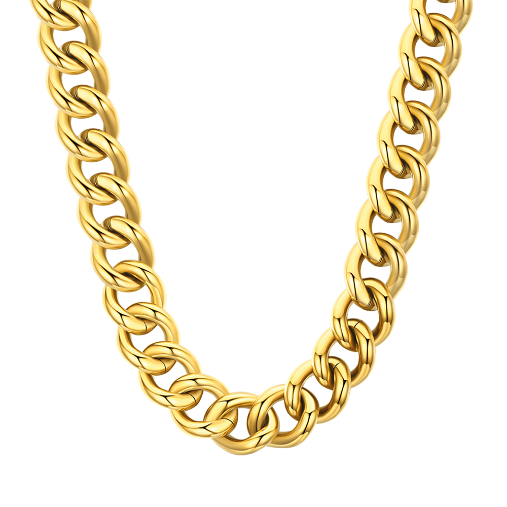 DAMENHALSKETTE AUS STAHL MIT GLIEDERKETTE