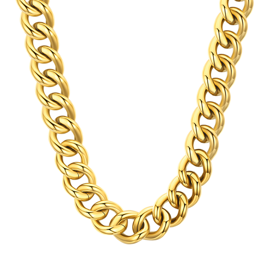 DAMENHALSKETTE AUS STAHL MIT GLIEDERKETTE