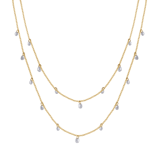 IP GOLD MEHRREIHIGES STAHLCOLLIER MIT WEISSEN KRISTALLEN