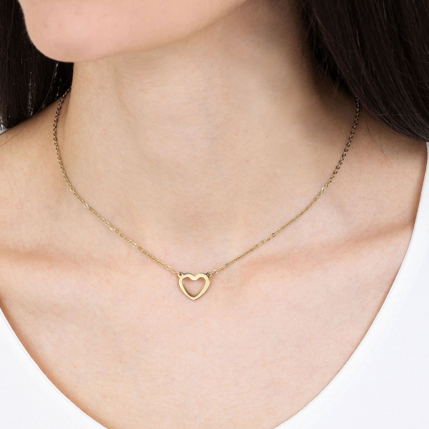 WOMAN'S IP STEEL GOLD NECKLACE WITH HEART GOLD Luca Barra