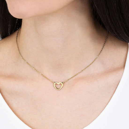 WOMAN'S IP STEEL GOLD NECKLACE WITH HEART GOLD Luca Barra