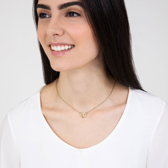 IP GOLD STAHL DAMEN HALSKETTE MIT GOLD HERZ