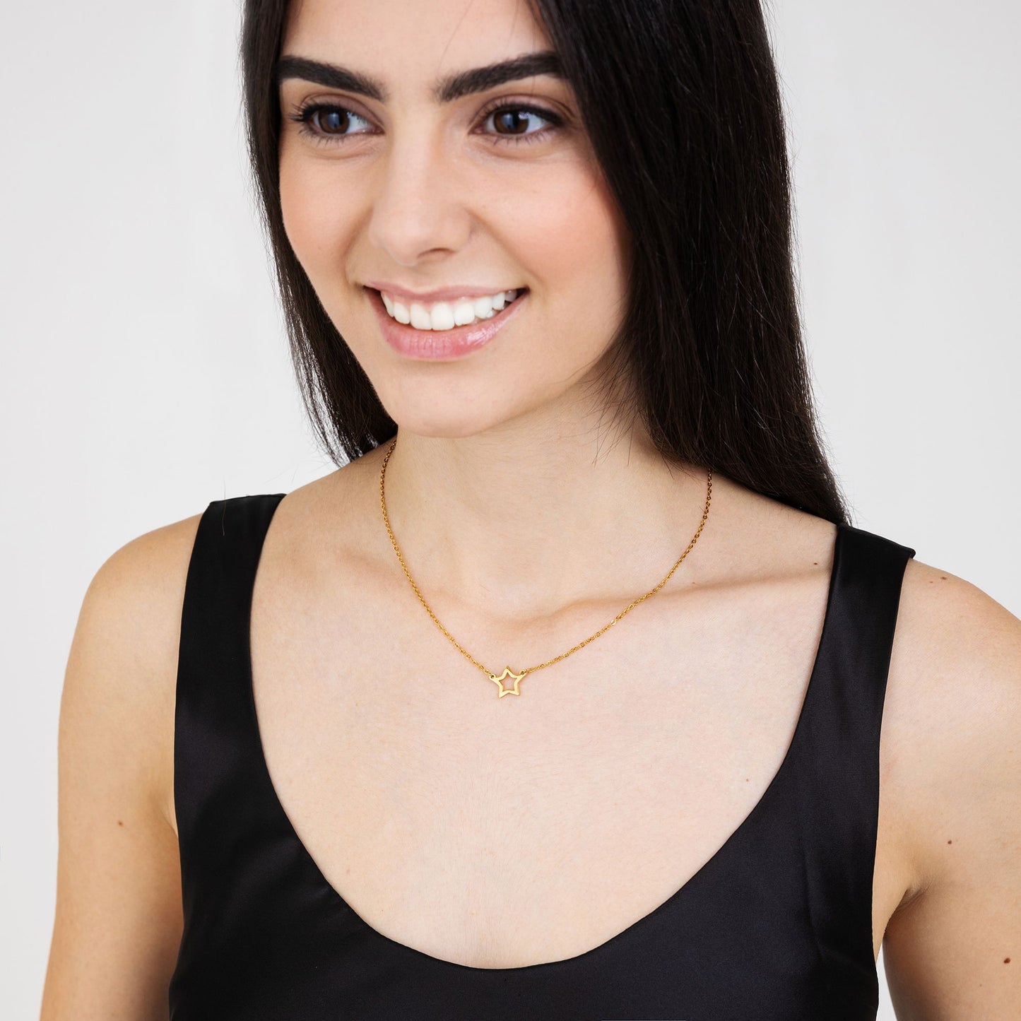 DAMEN IP GOLD STAHLKETTE MIT GOLDENEM STERN