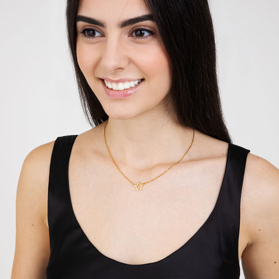 DAMEN IP GOLD STAHLKETTE MIT GOLDENEM STERN