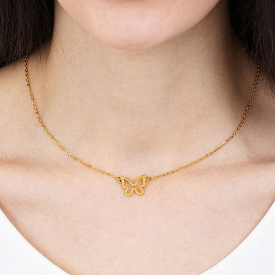 WOMAN'S IP STEEL GOLD NECKLACE WITH BUTTERFLY Luca Barra