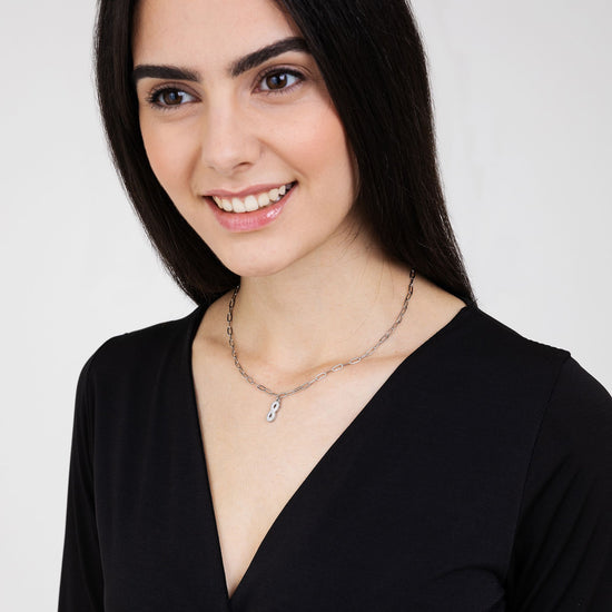 DAMEN STAHLKETTE MIT UNENDLICHEN UND WEISSEN KRISTALLEN UND GLIEDERKETTE