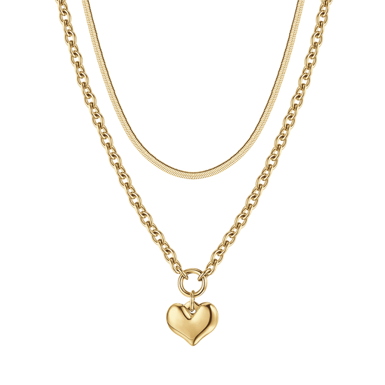 WOMAN'S IP GOLD MULTIFILLOCK NECKLACE WITH HEART Luca Barra