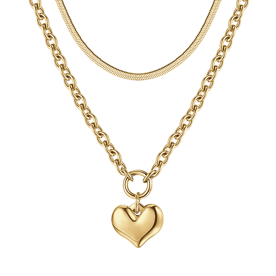 WOMAN'S IP GOLD MULTIFILLOCK NECKLACE WITH HEART Luca Barra