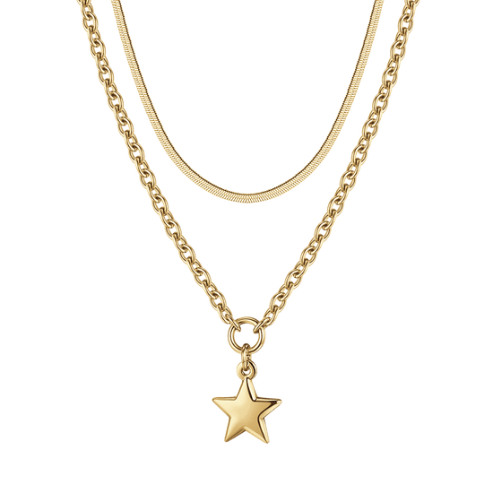 IP GOLD MUTLIFILO STAHL DAMEN HALSKETTE MIT STERN