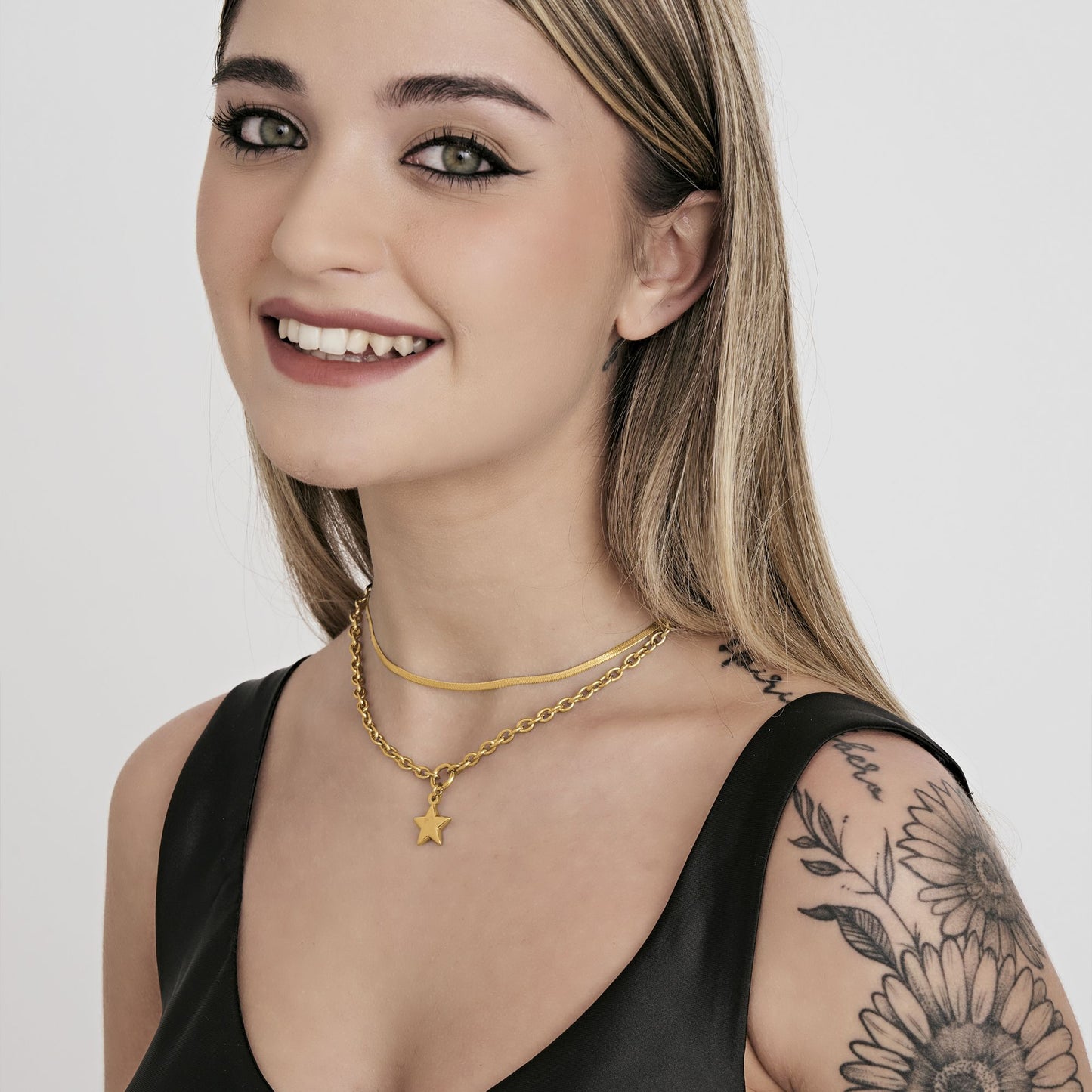 IP GOLD MUTLIFILO STAHL DAMEN HALSKETTE MIT STERN