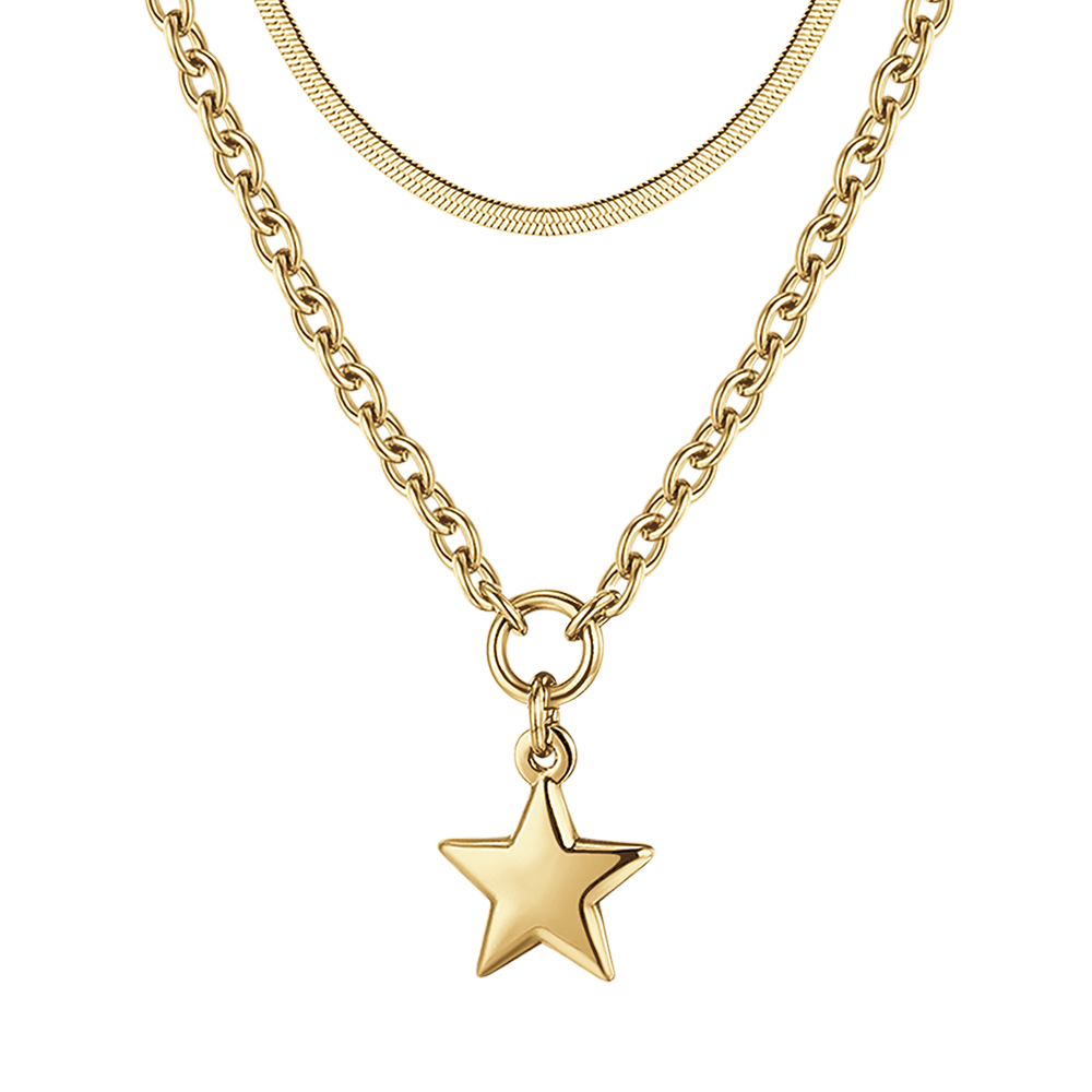 IP GOLD MUTLIFILO STAHL DAMEN HALSKETTE MIT STERN