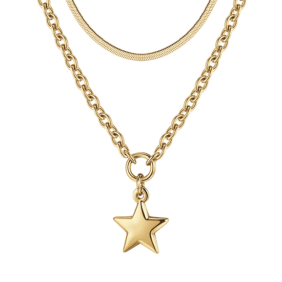 IP GOLD MUTLIFILO STAHL DAMEN HALSKETTE MIT STERN