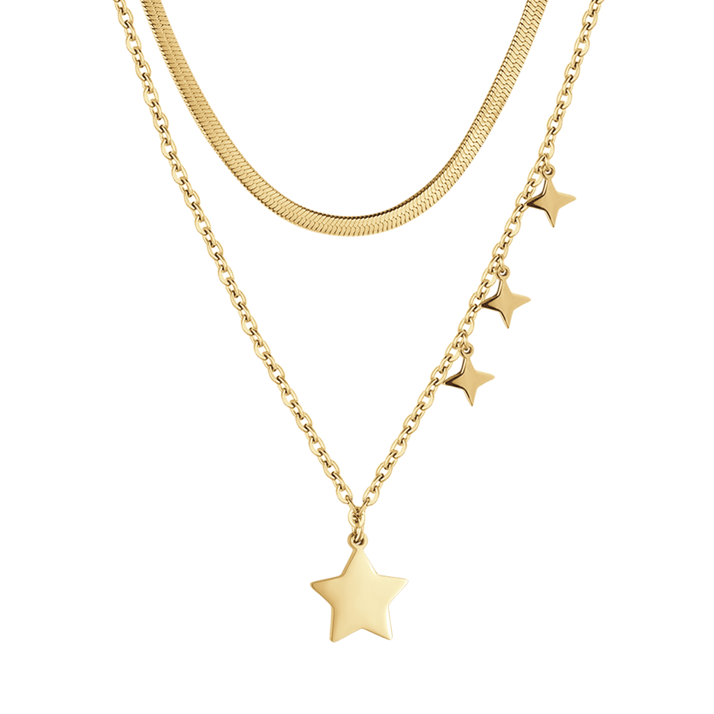 WOMAN'S IP GOLD MULTIFILLOCK NECKLACE WITH STARS Luca Barra