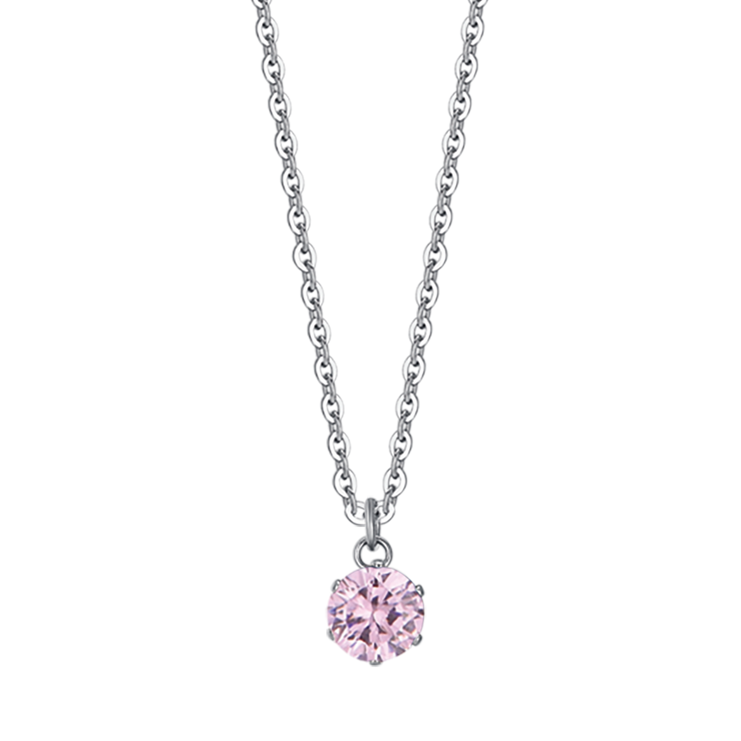 STAHL-HALSKETTE FÜR FRAUEN MIT ROSA KRISTALL