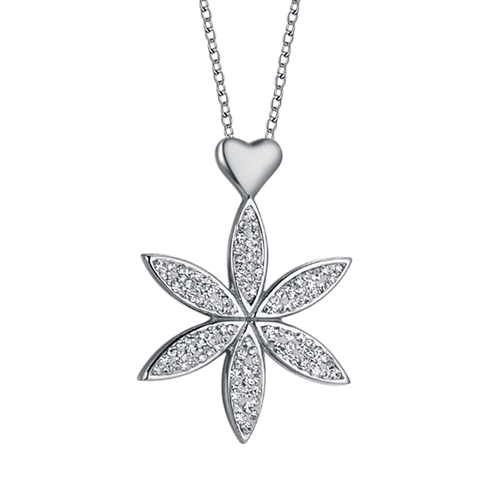 STAHL HALSKETTE FÜR FRAUEN MIT BLUME DES LEBENS UND HERZ