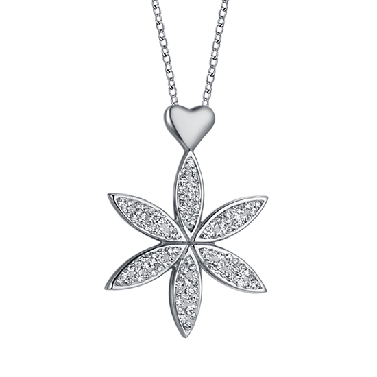 STAHL HALSKETTE FÜR FRAUEN MIT BLUME DES LEBENS UND HERZ