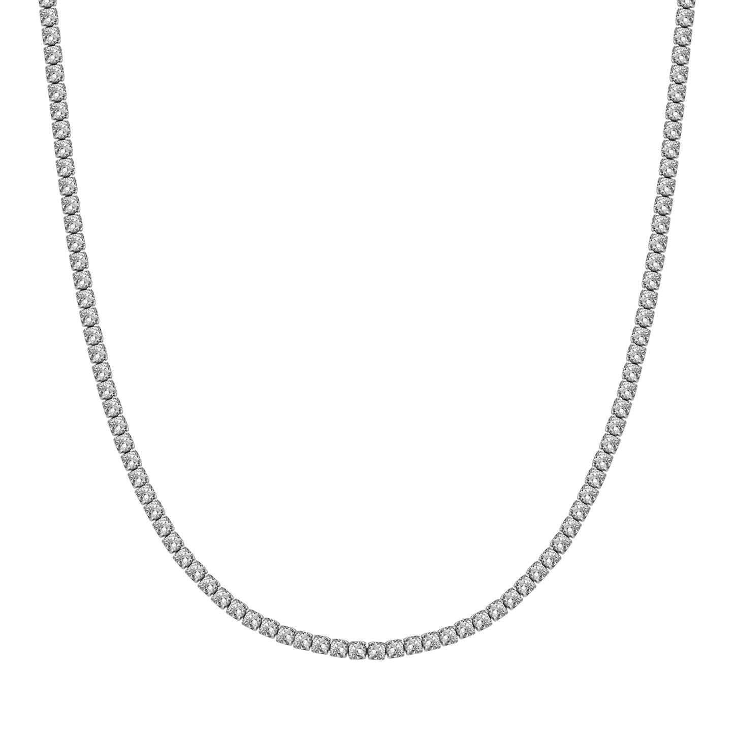 TENNIS-HALSKETTE AUS STAHL MIT 4 MM WEISSEN KRISTALLEN FÜR DAMEN