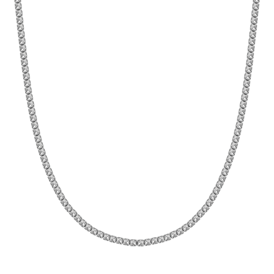 TENNIS-HALSKETTE AUS STAHL MIT 4 MM WEISSEN KRISTALLEN FÜR DAMEN