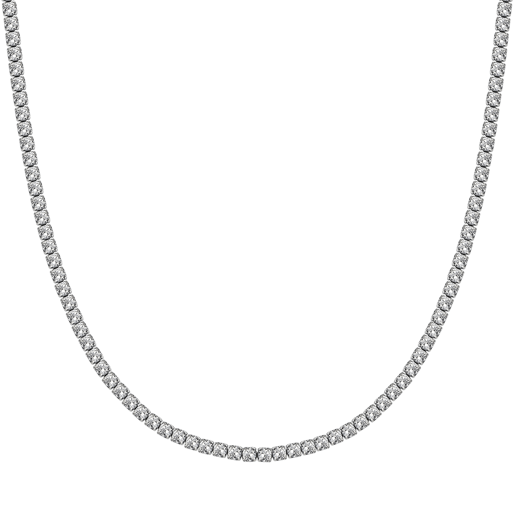 TENNIS-HALSKETTE AUS STAHL MIT 4 MM WEISSEN KRISTALLEN FÜR DAMEN
