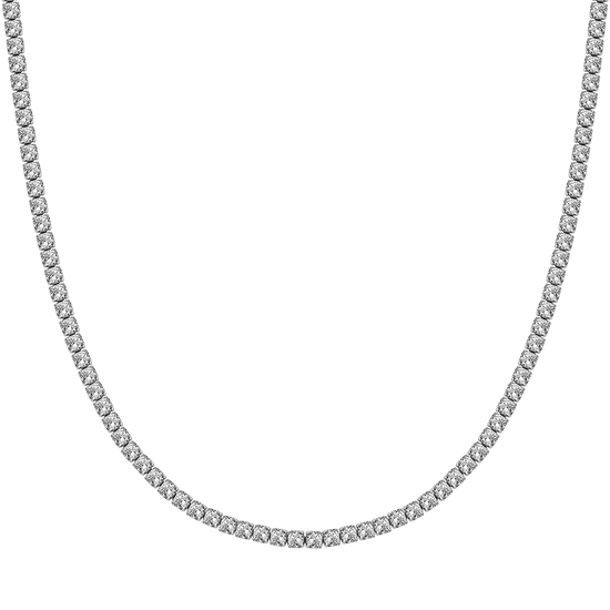 TENNIS-HALSKETTE AUS STAHL MIT 4 MM WEISSEN KRISTALLEN FÜR DAMEN