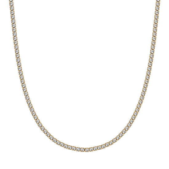 TENNIS-HALSKETTE AUS STAHL MIT 4 MM WEISSEN KRISTALLEN FÜR DAMEN