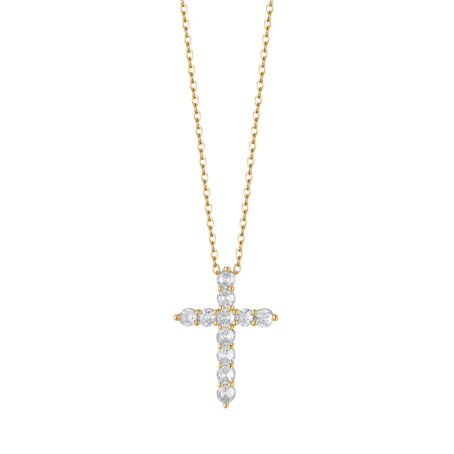 IP GOLD STAHL DAMEN HALSKETTE MIT KREUZ MIT WEISSEN KRISTALLEN
