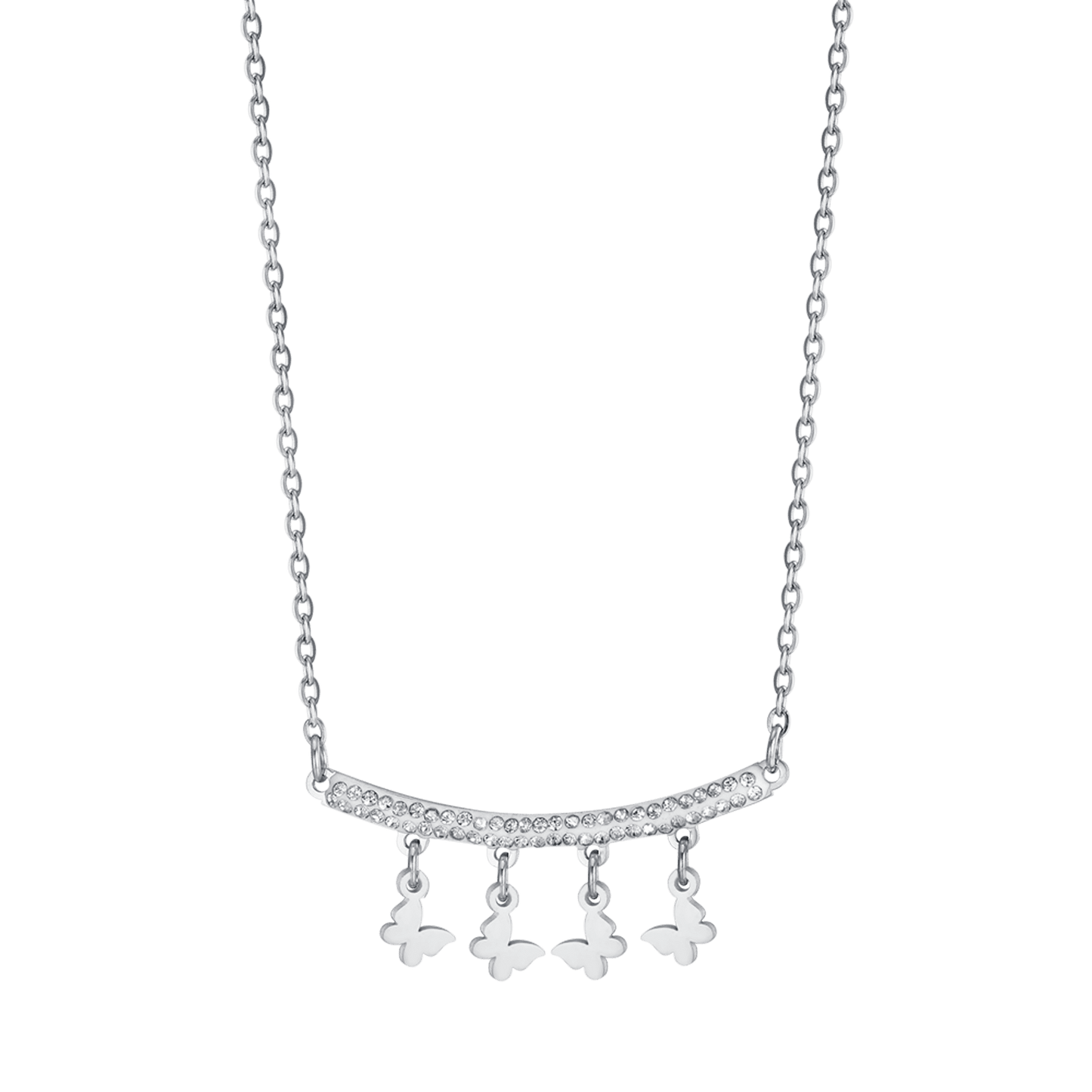 DAMENKETTE AUS STAHL MIT SCHMETTERLINGSANHÄNGERN