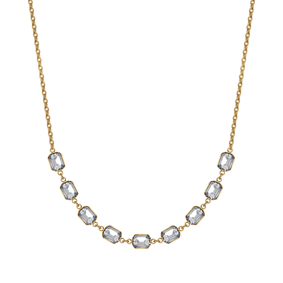IP GOLD STAHL KETTE FÜR DAMEN MIT WEISSEN KRISTALLEN