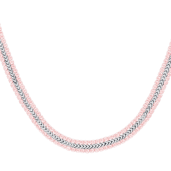 TENNIS-HALSKETTE AUS STAHL MIT ROSA KRISTALLEN FÜR DAMEN