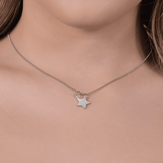 COLLANA DONNA IN ACCIAIO CON STELLA E ZIRCONE ROSA Luca Barra