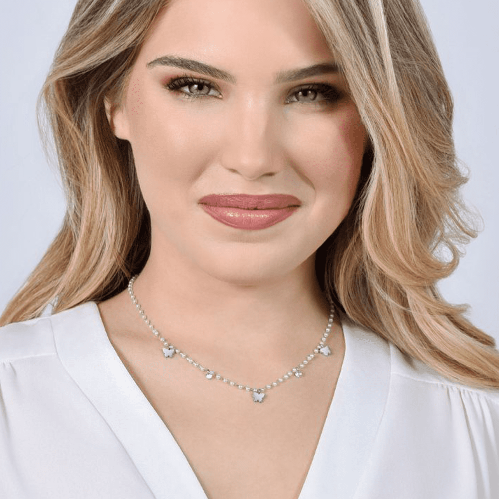 DAMEN STAHLPERLENKETTE MIT SCHMETTERLINGEN