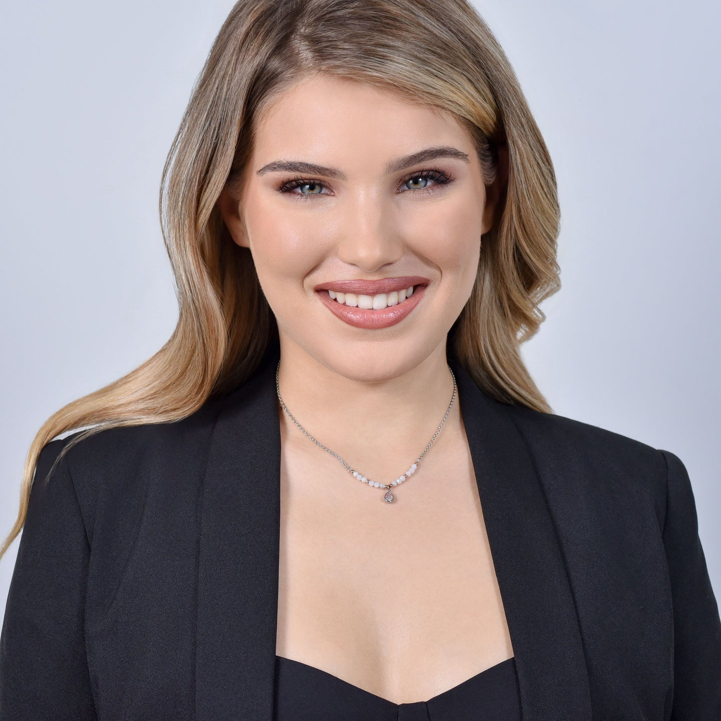 STAHLKETTE MIT WEISSEM ACHAT