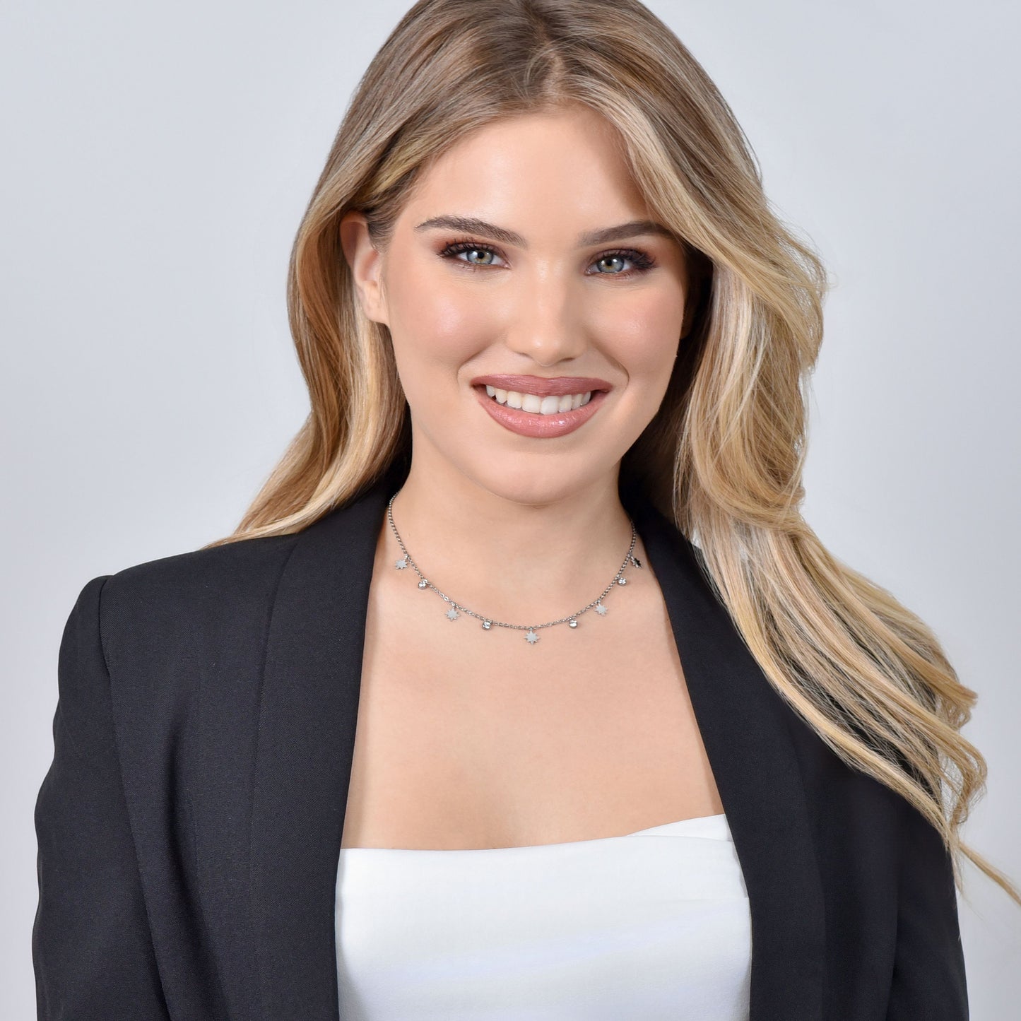 SISSI STERN UND KRISTALLE STAHL HALSKETTE FÜR FRAUEN