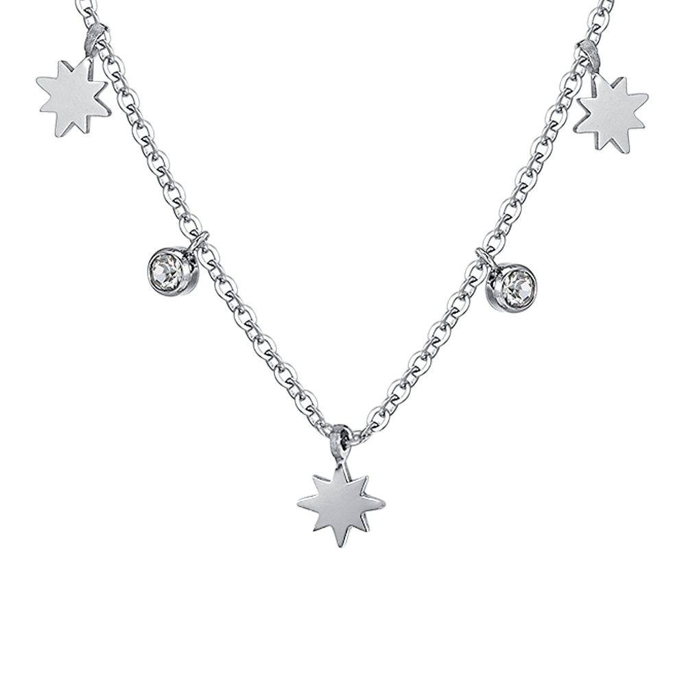 SISSI STERN UND KRISTALLE STAHL HALSKETTE FÜR FRAUEN