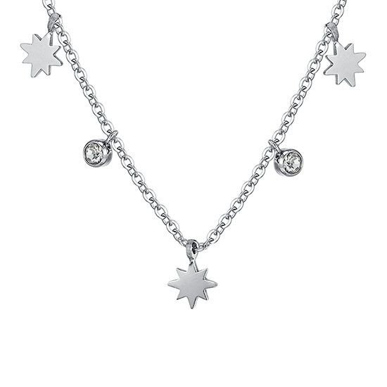 SISSI STERN UND KRISTALLE STAHL HALSKETTE FÜR FRAUEN