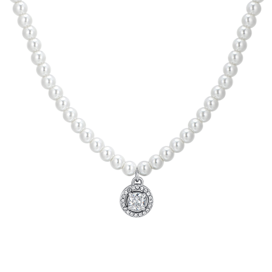 COLLANA DONNA IN ACCIAIO PERLE E ZIRCONE BIANCO Luca Barra