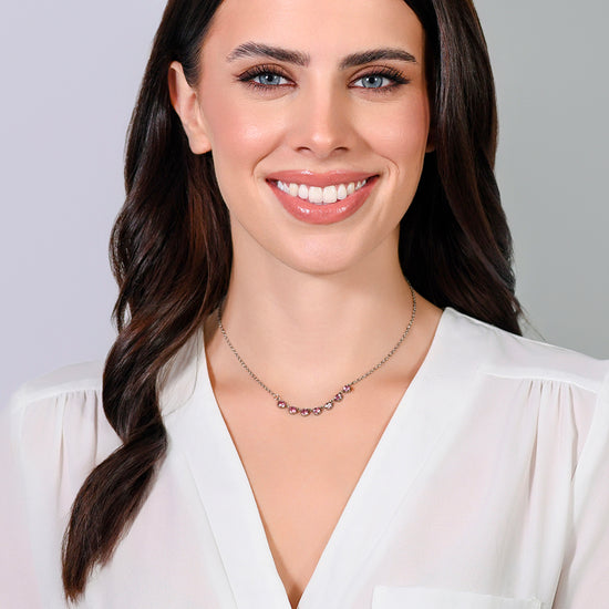 ROSA KRISTALL-STAHL-HALSKETTE FÜR FRAUEN