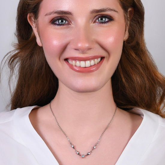 COLLANA IN ACCIAIO CON STELLE E ZIRCONI BIANCHI
