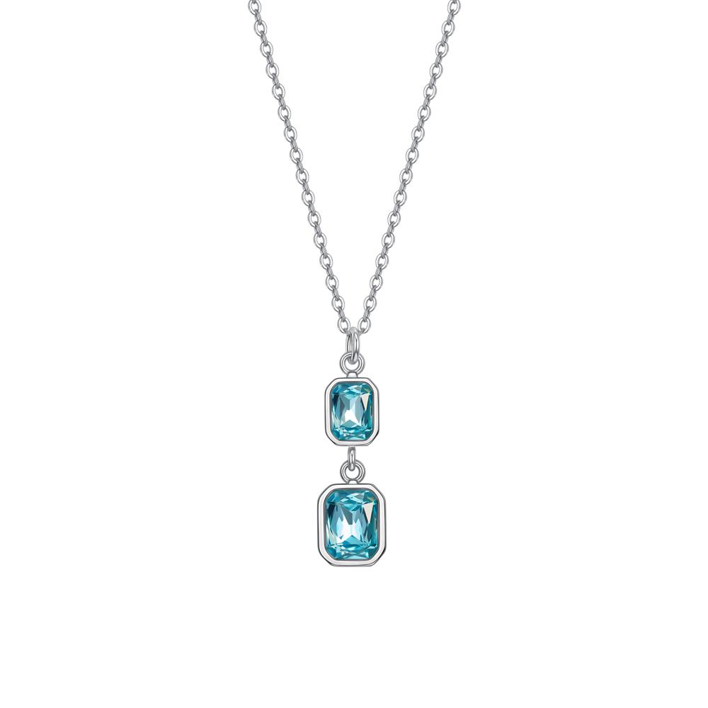 COLLANA DONNA IN ACCIAIO CON CRISTALLI ACQUA MARINA