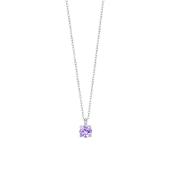 COLLANA DONNA IN ACCIAIO  ZIRCONE VIOLA