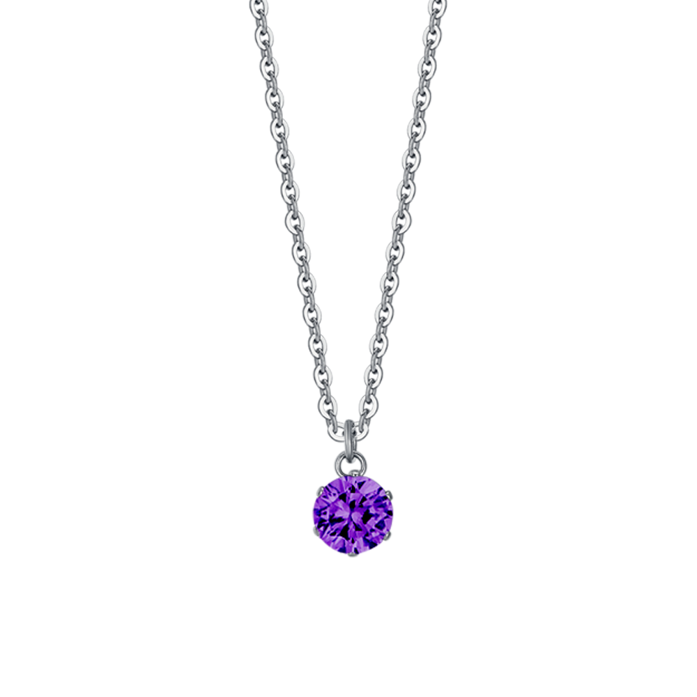 COLLANA DONNA IN ACCIAIO  ZIRCONE VIOLA