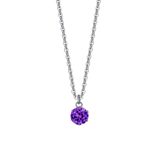 COLLANA DONNA IN ACCIAIO  ZIRCONE VIOLA