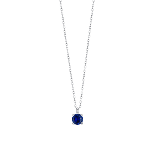 COLLANA DONNA IN ACCIAIO CON ZIRCONE BLU