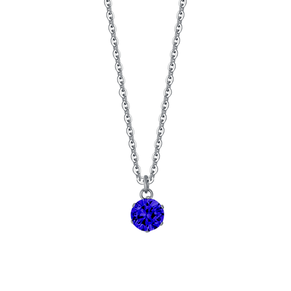 COLLANA DONNA IN ACCIAIO CON ZIRCONE BLU