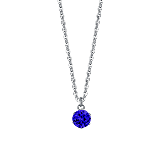 COLLANA DONNA IN ACCIAIO CON ZIRCONE BLU