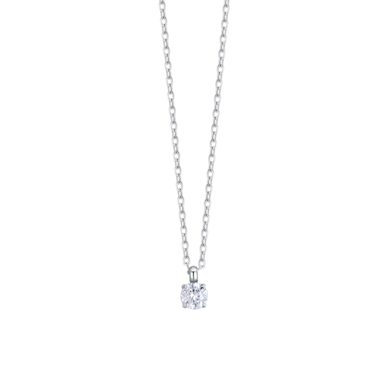 COLLANA DONNA IN ACCIAIO  CON CRISTALLO BIANCO