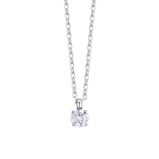 COLLANA DONNA IN ACCIAIO  CON CRISTALLO BIANCO