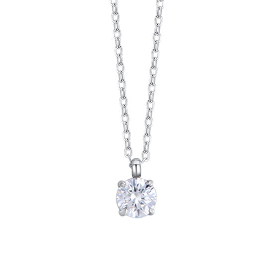 COLLANA DONNA IN ACCIAIO  CON CRISTALLO BIANCO